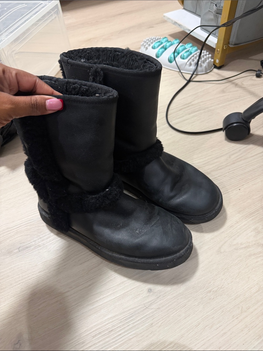 UGG Black Shearling-Lined Winter Boots